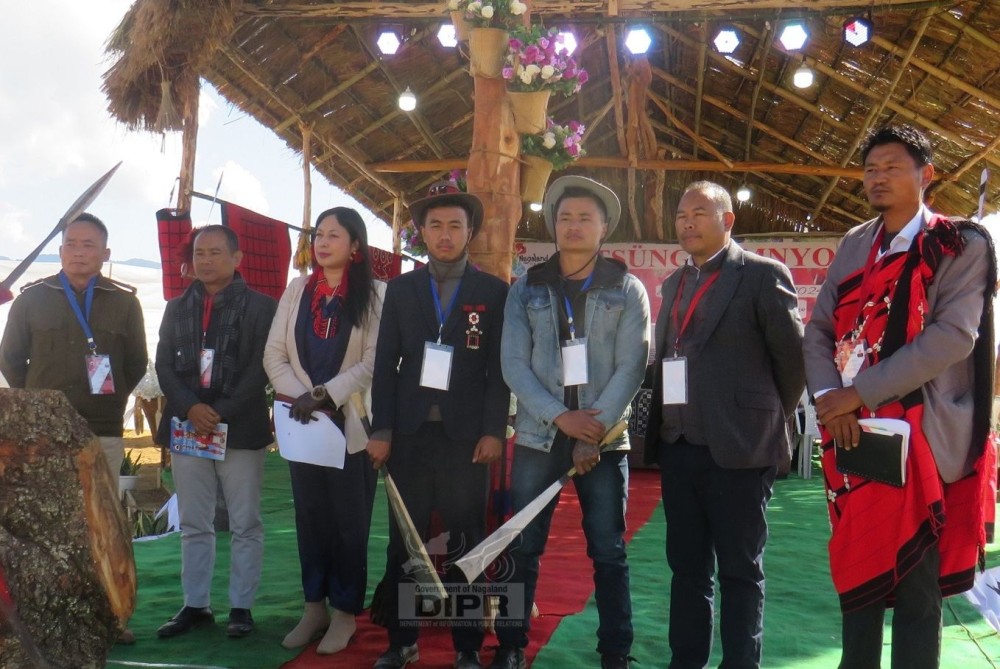 T Belenso and Athrong Yimkhiung were awarded the Yimkhiung Outstanding Achievement Award during the Tsungkamnyo cum Mini Hornbill Festival was celebrated at Yimkhiung Heritage Village Mundun on January 16. (DIPR Photo)